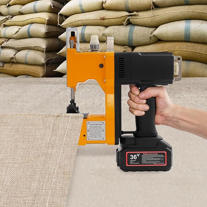 Cordless Bag Sewing Machine, 210W Handheld Cordless Bag Closing Machine Battery Bag Sewing Closing Machine for Feed Sacks, Rice Bags, Burlap Sack.