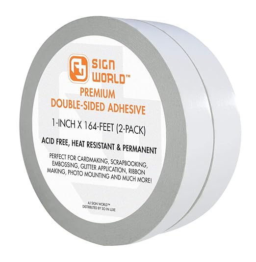Best 1" (2-Pack) Ultra-Thin Permanent Double-Sided Tape for Arts, Crafts, Photography, Scrapbooking, Tear-by-Hand, Paper Backing, Documents, All Purpose (1-Inch x 164-Feet)