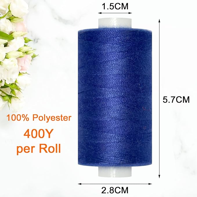 All Purpose Sewing Thread-2 Spools of Hand Polyester Sewing Thread for Sewing Machine for Hand and Machine Sewing(Royal Blue, 2 spools)