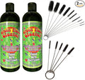 Green Piece® 2 bottles of the 16 oz (Made in USA) with 5 piece glass tube cleaner and 10 piece glass tube cleaner (2 Glass Cleaners with 15 Nylon Cleaners)