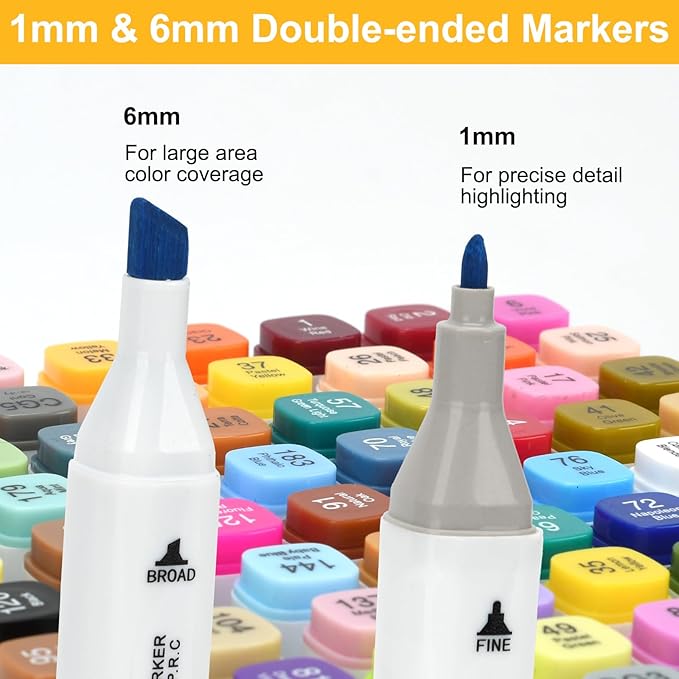 80 Colors Alcohol Markers Set, Dual Tip Permanent Coloring Markers for Adults and Kids, Artists Painting and Sketching