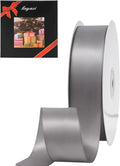 LIUYAXI Silver Double Faced Satin Ribbon, 1" X Continuous 25 Yards, Ribbons Perfect for Gift Wrapping Wedding Bouquet Decor DIY Craft Bow Making & Other Projects
