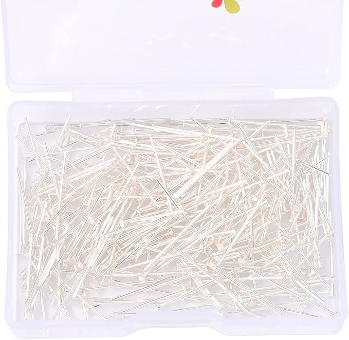 Silver Plated Flat Head Pins Non Tarnish 20mm 300pcs for Jewelry Making Findings