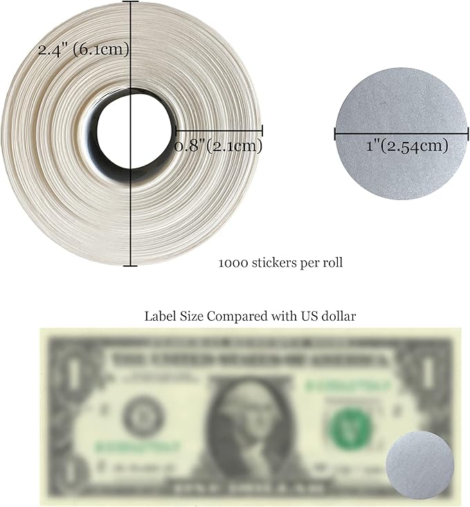 Mr- Label – 1000 Pieces 1 inch Round Scratch Off Stickers – DIY Stickers for Gender Reveal | Reward Programs | Scratch Tickets (Silver)