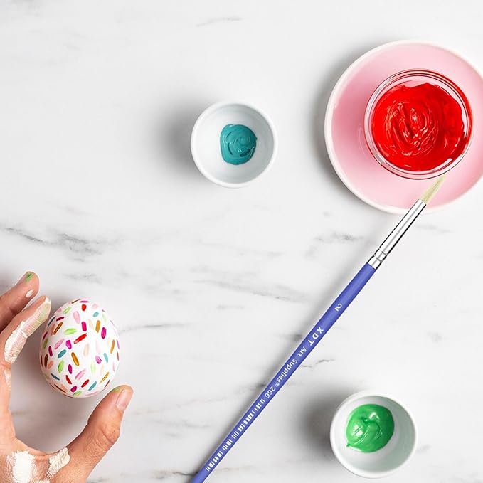 XDT#266 Paint Brush Set–6Pcs, Hog Bristle Brushes for Oil Acrylic Watercolor Painting, Kids Adult Drawing Arts Crafts Supplies, Blue