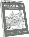 Soucolor 9" x 12" Sketch Book, 1-Pack 100 Sheets Spiral Bound Art Sketchbook, Acid Free (68lb/100gsm) Artist Drawing Book Paper Painting Sketching Pad, College Essentials
