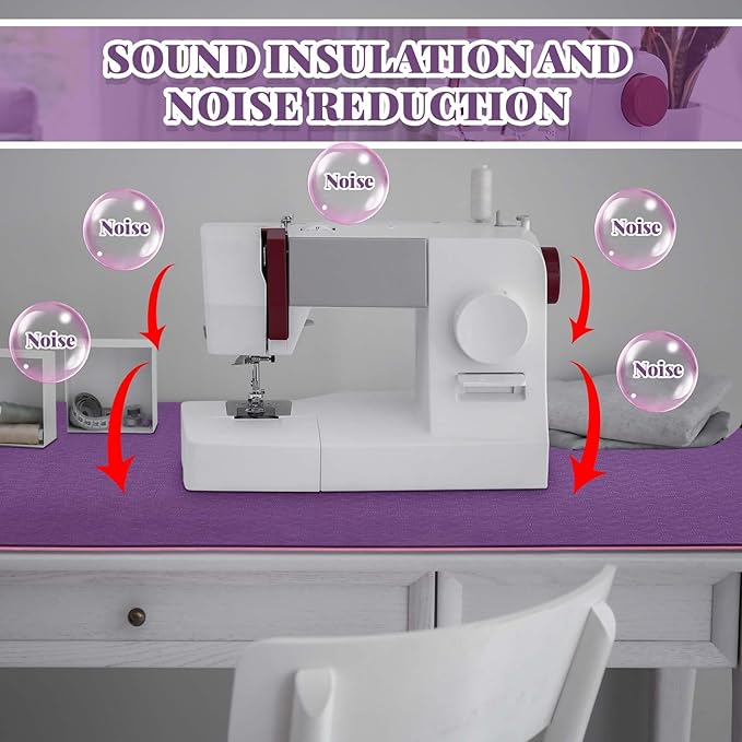 3 Pcs Sewing Machine Muffling Mat Pedal Mat Sewing Machine Pad No Slip Rubber Stay in Place Mats for Calms Vibration(Pink Purple,15 x 20 Inch,14 x 9 Inch,17 x 36 Inch)