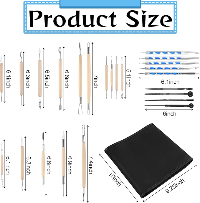 Pottery Tools, 52 PCS Polymer Clay Tools for Carving, Modeling, Trimming, Smoothing, Sculpting, Double-Sided Ceramic Clay Carving Tool Set with Carrying Case
