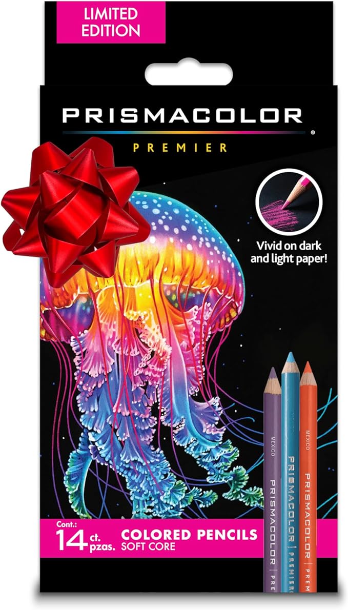 Prismacolor Premier Colored Pencils, Soft Core, Assorted Colors for Dark Paper, Limited Edition, 14 Count - Drawing, Coloring, Creative, Art Supplies, Holiday Gift