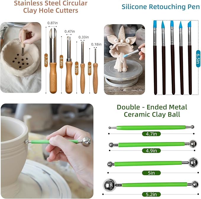 42 PCS Clay Tool, Clay Sculpting Tools Kit, Pottery Tools Can be Used for Stippling, Carving, Molding, and Shaping Clay Crafts, for Beginners, Hobbyists, Artists