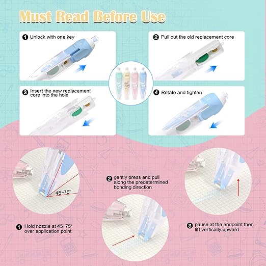 CHANGLi 8pack Refillable Glue Tape for Scrapbook, 16FT*1/5 Inch Double Sided Tape for Crafts, Scrapbooking Supplies, Reusable Adhesive Glue Runner for Gift Wrapping, Photo