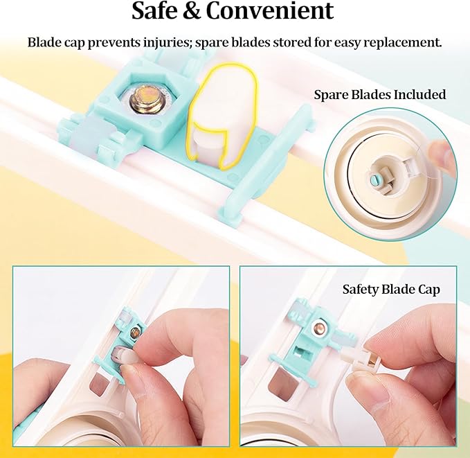 Circle Paper Cutters，Adjustable Rotary Circle Cutter，Circular Cardboard Circle Cutter with 3 Replaceable Blades, Trimmer Scrapbooking Tools，DIY Craft Cutting Tools Green