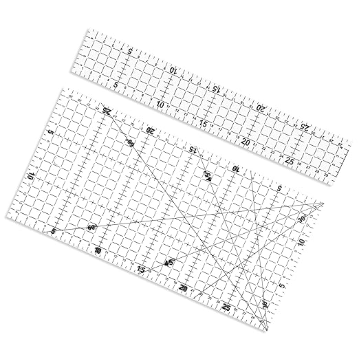 Sibba Quilting Ruler Sewing Ruler Acrylic Anti-Slip Metric Rulers Quilting Templates Cutting Rulers with Non-Slip Rings DIY Quiltings Tools with Clear Printed Lines for Precise Cutting