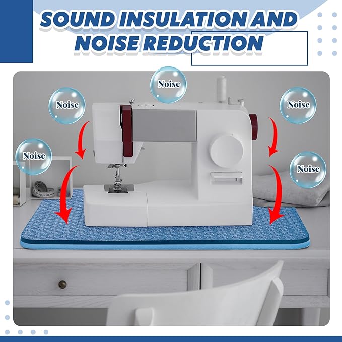 3 Pcs Sewing Machine Muffling Mat Pedal Mat Sewing Machine Pad No Slip Rubber Stay in Place Mats for Calms Vibration(Blue,15 x 20 Inch,14 x 9 Inch,14 x 11 Inch)