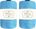 Maxee Premium Polyester Macrame Cord 3 mm × 218 yd (2 Pack),3mm 100% Polypropylene Macrame Cord,Ideal for Crochet, Wall Hangers, Bags, Rugs & DIY Crafts（Sea Blue）