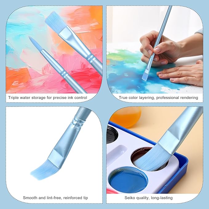 6 Pcs Acrylic Paint Brush Set Watercolor Brushes Nylon Hair Painting Brushes Painting Brushs for All Purpose Acrylic Oil Watercolor Canvases Paintings Beginner Kits Drawing Art Supplies