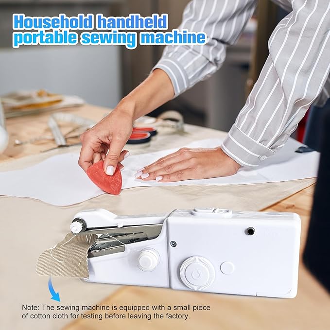 Handheld Sewing Machine - Portable Mini Sewing Machine with Accessories Kit for Beginners DIY (off-white)