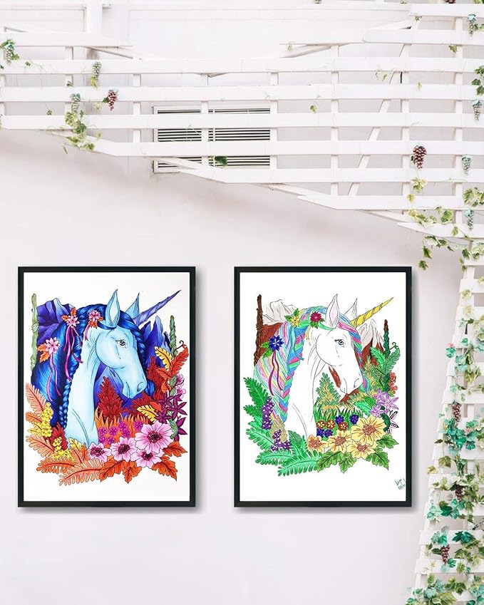 ColorIt Colorful Unicorns Adult Coloring Book - 50 Single-Sided Pages, Thick Smooth Paper, Lay Flat Hardback Covers, Spiral Bound, USA Printed, Hand Drawn Unicorn Coloring Pages
