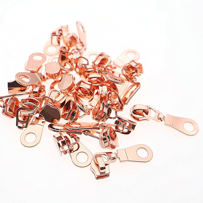 #5 Rose Gold Metallic Nylon Coil Zippers by Yard Bulk Coil Zipper Roll 10 Yards with 25pcs Silver Pull for DIY Sewing Craft Bag(Navy Blue) YIGUANXIN