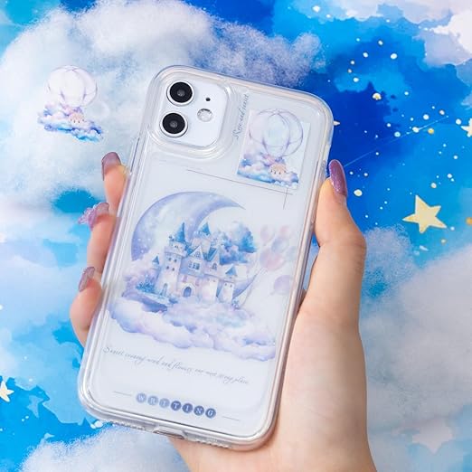 Cloud-Themed Pre-Cut PET Tape Set, 6 Rolls of Fantasy Castle and Balloon Stickers for Scrapbooking, Journaling, and DIY Craft Supplies