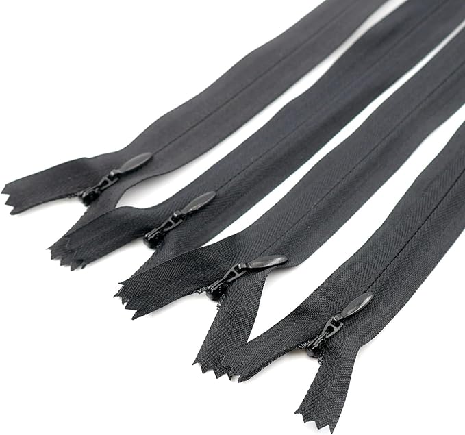 Leekayer 3# 5 Inch Invisible Zipper for DIY Tailor Sewing Craft 12.7cm Black Hidden Zippers Closed End Bulk 10 PCS/Pack (Black,5")
