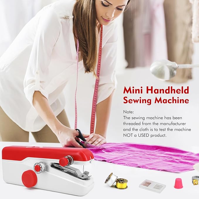 Handheld Sewing Machine, Mini Portable Sewing Machine for Beginners, Electric Fast Stitching, DIY Fabric Clothes Repair Kit, Home Travel Mending Machine with Accessories