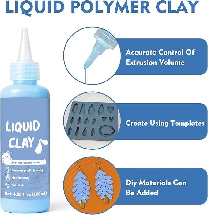120ml Light Blue Liquid Polymer Oven-Bake Clay, Baking Molding, Very for DIY Decorations, Jewelry, Toys, Household Items