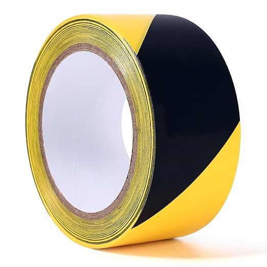 Black & Yellow Safety Warning Stripe Tape, 2 Inch x 108 FT, Warning Tape, Black & Yellow Caution Tape Floor Marking Tape, Black Yellow Tape for Marking Floor, Walls