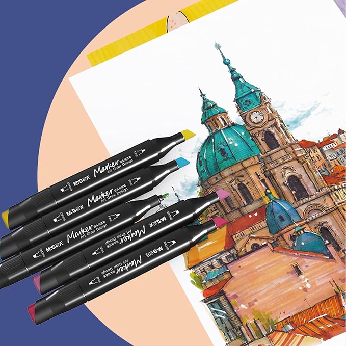 M&G 168 Colors Alcohol Markers, Stocking Stuffers, Christmas gift Dual Tip Markers, Chisel & Fine Alcohol-based Art Marker Set for adult Coloring Illustration