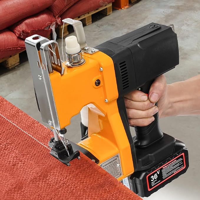 Bag Sewing Machine Cordless Handheld Bag Sealing Closing Machine 210W Electric Bag Stitching Closer Stitcher Packing Machine High Speed for Burlap Sack, Canvas,Feed Sacks,- with Battery, Charger