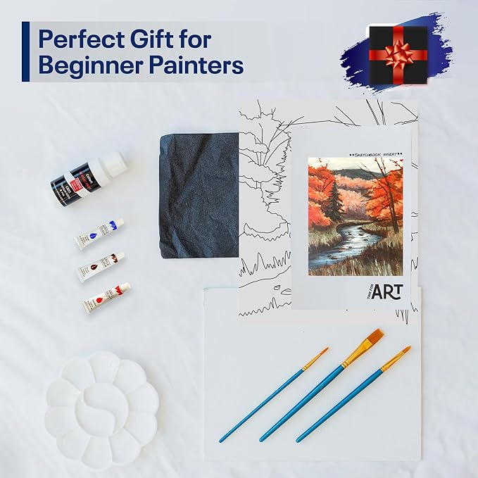 Painting4Real DIY Art Painting Kit for Adults – Learn to Paint Fall Trees with Video Tutorials – 9 Pieces Acrylic Paint Set for Adults –Perfect Christmas Crafts & Holiday Gifts for Art Lovers
