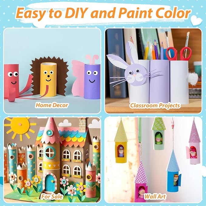 MAPVOLUT 70 Pack Colorful Craft Tubes - 1.5x3.4 Inch Heavy-Duty Cardboard Tubes for DIY Crafts, Art Projects & Holiday Decorations | Premium Kraft Paper Tubes for Teachers & Artists