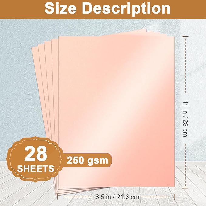 28 Sheets Pink Shimmer Cardstock 8.5 x 11 Craft Paper, 92lb Premium Glossy Paper Card Stock for DIY Cards Making, Anniversaries, Wedding Invitations, Greeting Cards