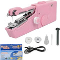 Handheld Sewing Machine, Mini Portable Sewing Machine Kit for Beginners, Travel Emergency Clothes Repair & Quick Fixes with Accessories, for Lightweight Fabrics (Pink, A)