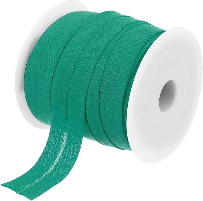 MECCANIXITY 3/4 Inch Single Fold Bias Tape Cotton Continuous Bulk Bias Tape for Sewing, Seaming Quilting Hemming Binding Crafts (Dark Green 25 Yards)