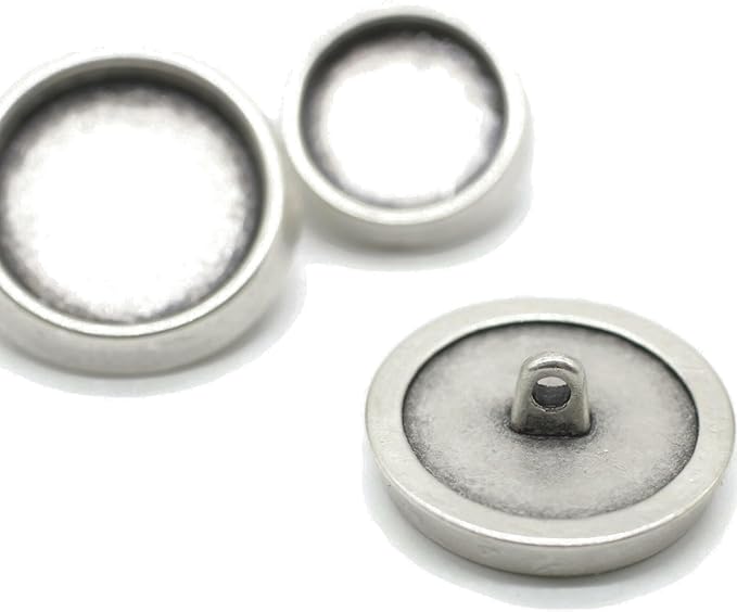 Antique Silver Metal Buttons - 12 Pcs - 2 Size Options - Flat Round Metal Shank Buttons Vintage for Men Women Blazer Coat Uniform Shirt Suit and Jacket Sewing Craft DIY N13501