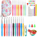Vodiye 21 Sizes Ergonomic Crochet Hooks Set 0.5–10.0mm with Case, Soft Grip Crochet Needles for Crocheting Comfort