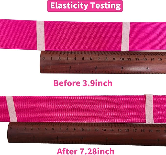 JESEP 1.5 Inch 10 Yards Double-Side Twill Woven Elastic Heavy Stretch High Elasticity for Sewing Pants Waistband, Wigs, Skirts, Craft DIY Projects (Rose 297)