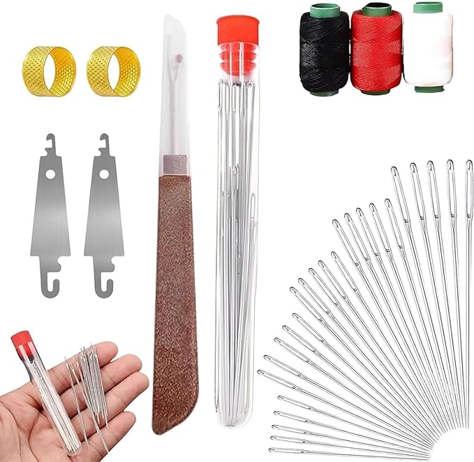 Big Eye Steel Sewing Needles Kit, 2026 New Stainless Steel Sewing Needle for Hand Sewing,Big Eye Steel Needles Set - Long & Thin Handmade Quilting & Sewing Needles Kit for DIY Sewing(34PCS)