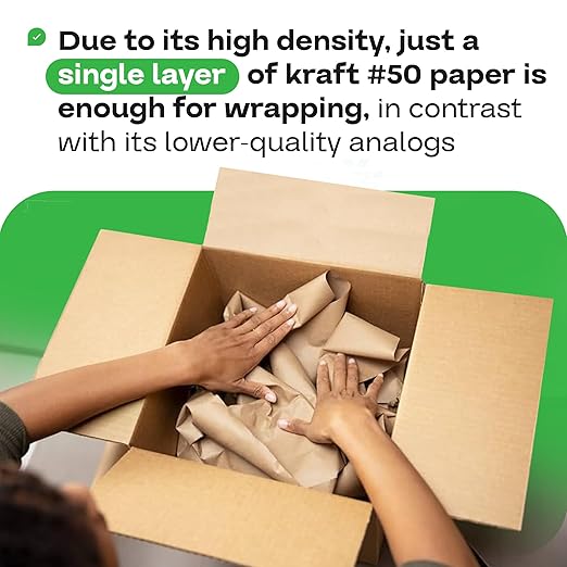 IDL Packaging 18" x 8640" (720 feet) - Brown Kraft Paper Roll for Heavy Duty - 50lb Thickness - USA-Made Paper for Packing, Moving, Shipping, Crafts - 100% Recyclable Natural Kraft Wrapping Paper