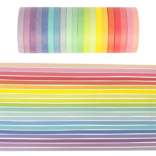 20 Rolls Washi Masking Tape Set, 5mm 110 Yards Colorful Rainbow Pastel Washi Tape Set, Skinny Thin Decorative Colored Washi Craft Tape for Bullet Journal DIY Planner Crafts Scrapbook Designs