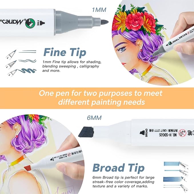 Marie's Alcohol Marker,80 Colors Dual Tip Art Markers for Adults Kids Marker Pens with Holder and Case for Painting Supplies Perfect for Painting,Coloring Illustration,Sketching and Drawing