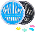 Hekisn 60-Pack Premium Hand Sewing Needles Set, 6 Sizes Embroidery Needles Kit with Threaders, Assorted Large Eye Sewing Needles for Repair, DIY, Art & Craft Projects(Black&Blue)