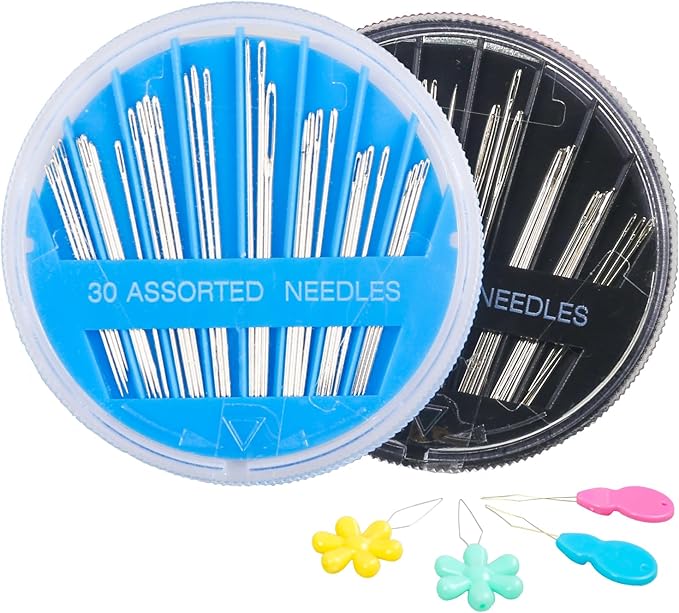 Hekisn 60-Pack Premium Hand Sewing Needles Set, 6 Sizes Embroidery Needles Kit with Threaders, Assorted Large Eye Sewing Needles for Repair, DIY, Art & Craft Projects(Black&Blue)