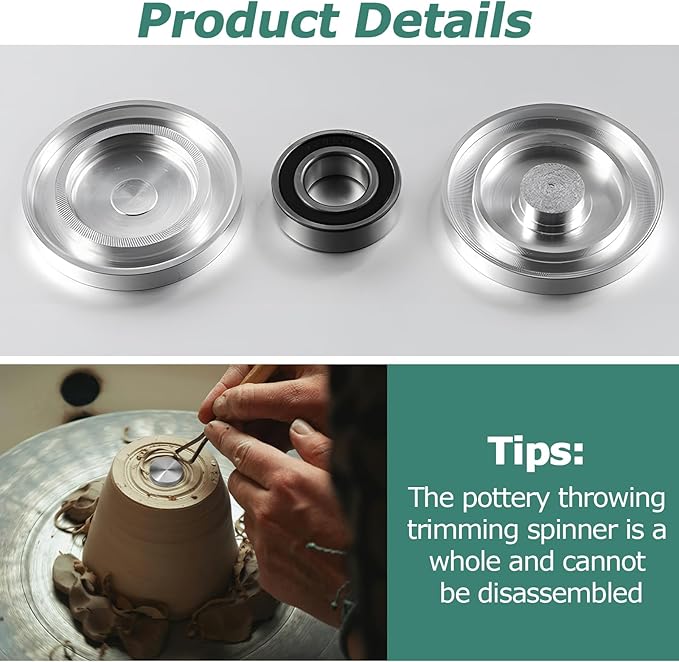 3 Pack Pottery Throwing Trimming Spinner Set - Includes 30mm, 38mm, and 45mm Ceramic Tools for Professional Potters and Hobbyists