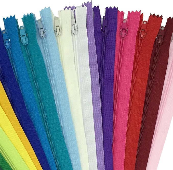 12 Inch Zippers, DOITEM 72 pcs 30cm/12 Inch Zippers for Sewing Multicolor Nylon Coil Zipper for Sewing and Crafts 24 Colors