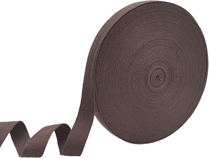 3/4 Inch Brown Cotton Twill Tape - 40 Yards Herringbone Webbing Bias Binding Tape for Sewing, Pet Collar, Crafting & DIY Projects, Gift Wrapping and Home Decor