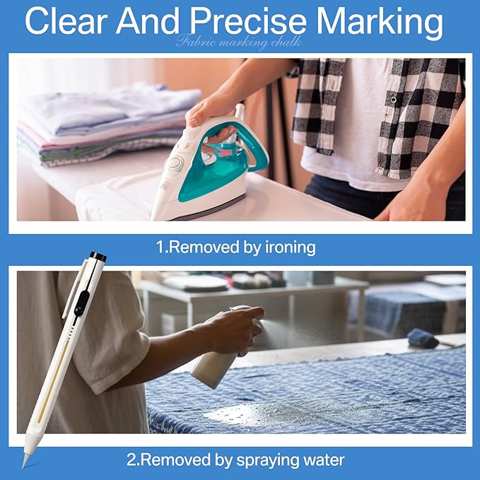 28 Pcs Chalk Pencil Refillable Cartridge Set, Sewing Chalk Pen and White Refill Tailors Pencil for Marking Fabric Patterns