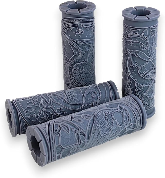 Songbird Collection 4-Pack Clay Texture Rollers (4") - Bird Set #02 - Embossing Pattern Rollers for Polymer & Ceramic Clay, Pottery & Crafts