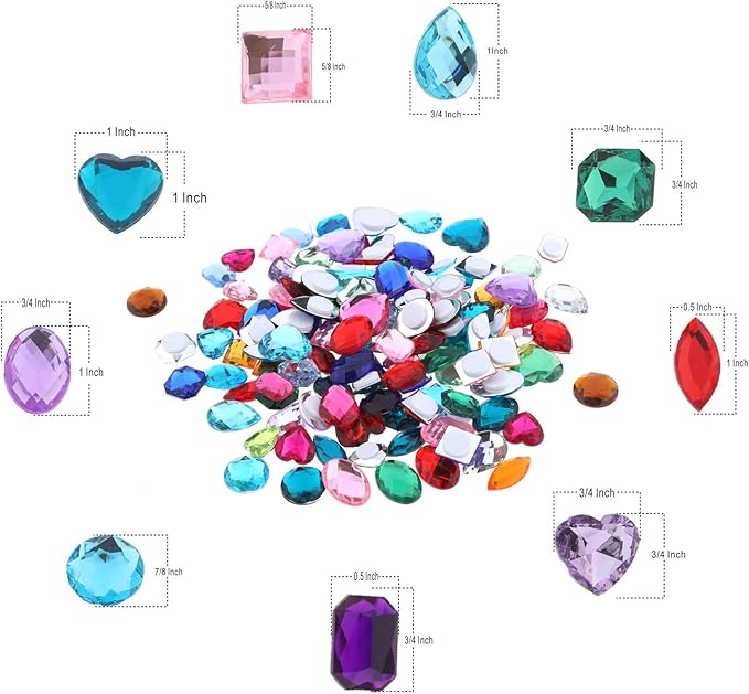 RICHNESS 110pcs Self Adhesive Craft Jewels Jumbo Bling Crystal Gem Stickers Assorted Shapes Colors Rhinestone Stickers for Arts & Crafts Projects